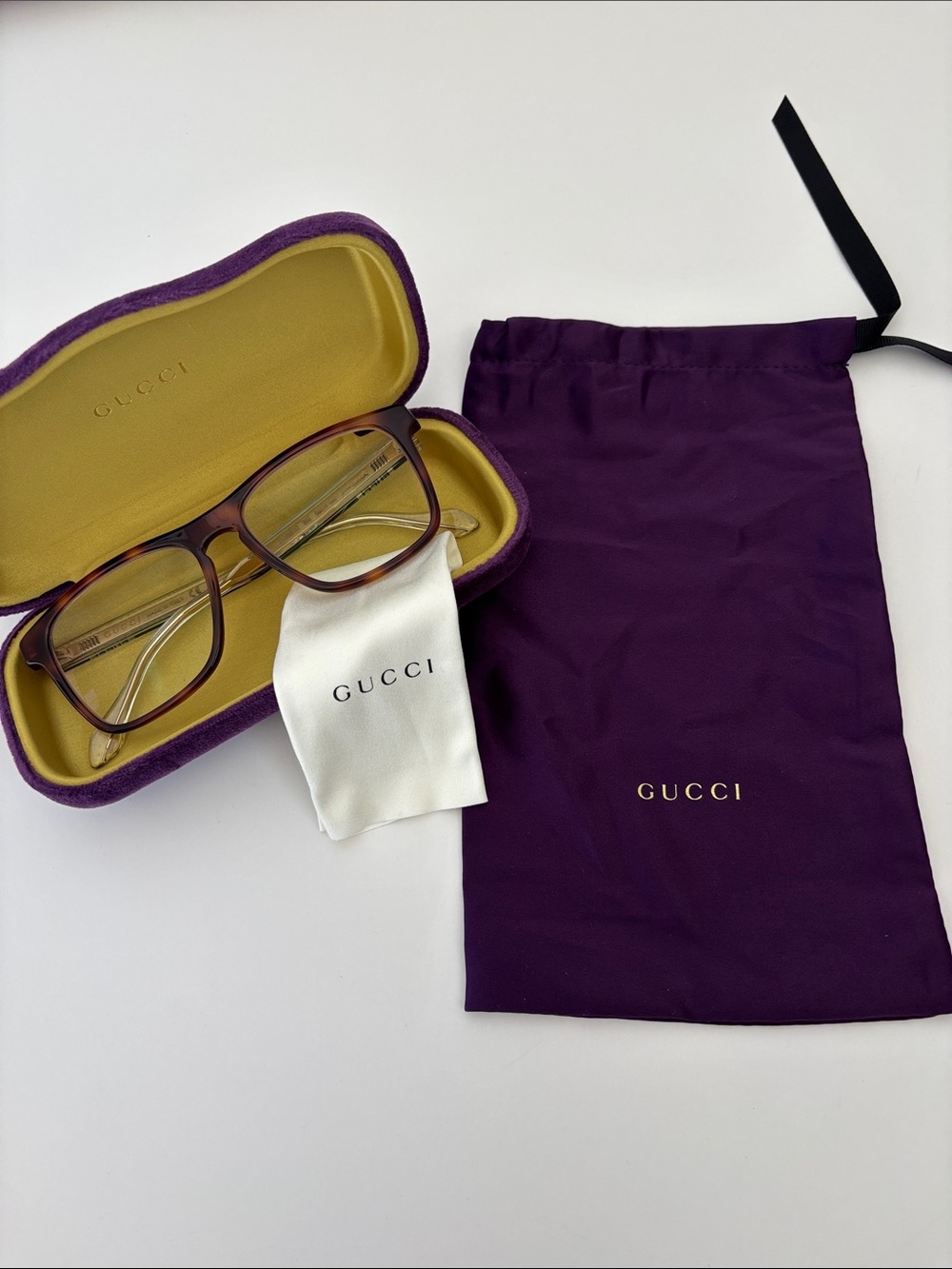 GUCCI GG05610 002 54mm Tortoise Brown Gold Clear Eyeglasses Frames Italy Unisex